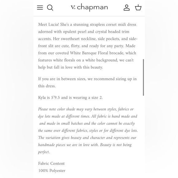 V. Chapman Lucia Dress in White Baroque Floral - Picture 15 of 15